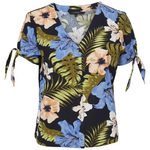 Vero Moda Melfie Milo Tropical Hawaiian Print Shirt NEW - Picture 2 of 10